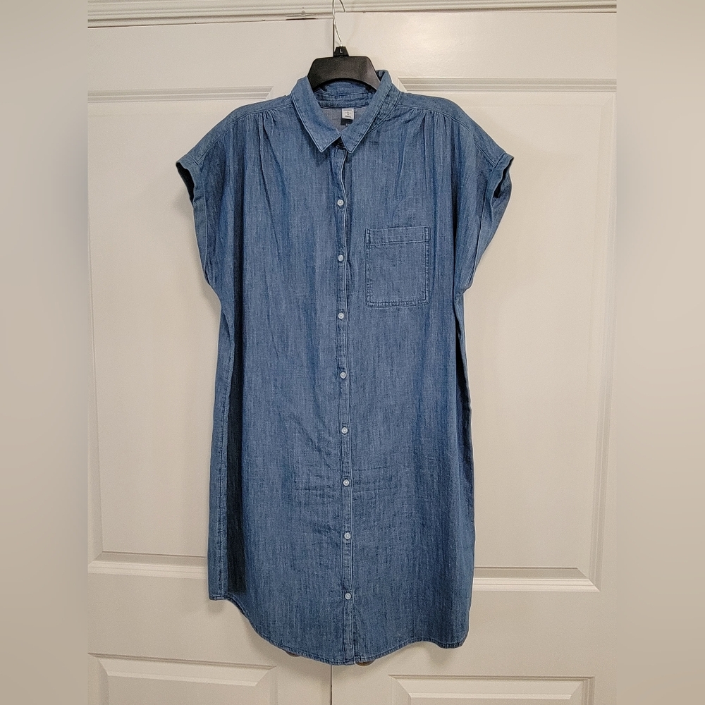 Old Navy Light Blue Denim Button-Down Shirt Dress  XL